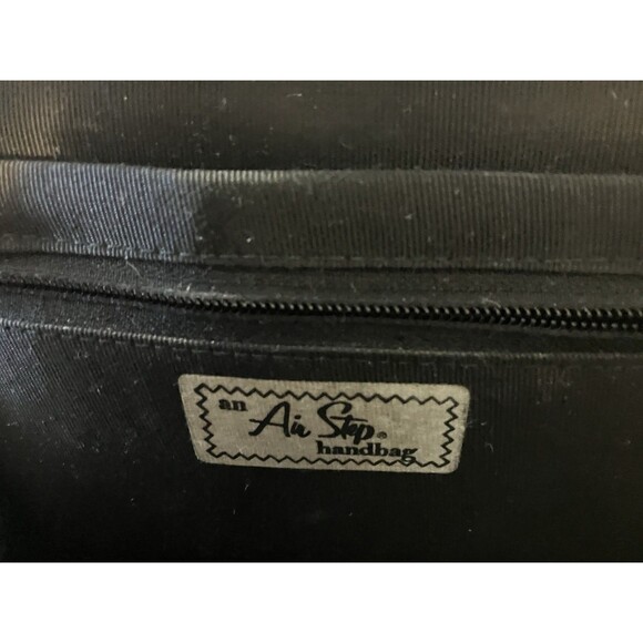 Vintage Air Step Clutch/Handbag Purse Black Faux Patent Leather metal frame MCM - Picture 2 of 16